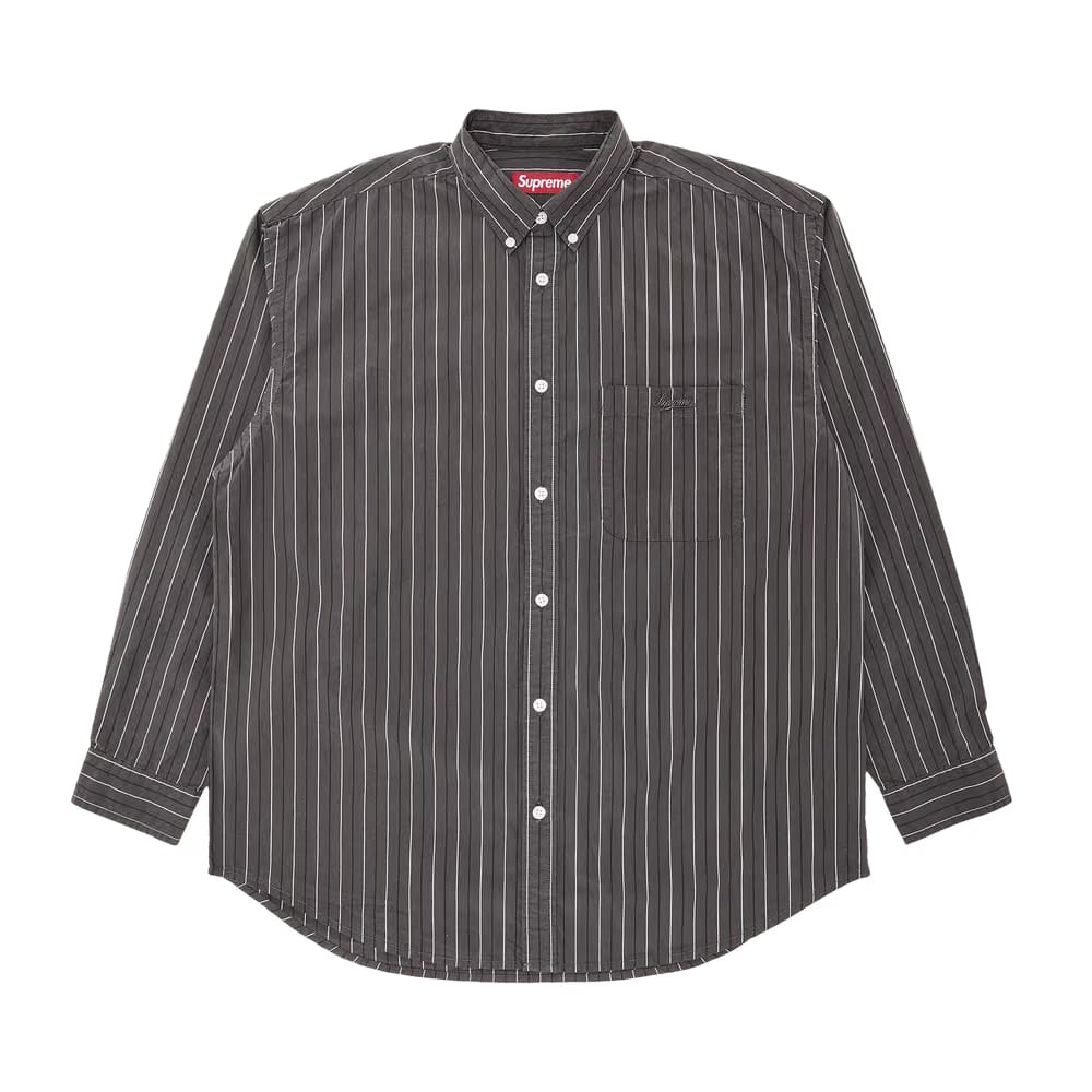 Supreme Loose Fit Stripe Shirt Grey