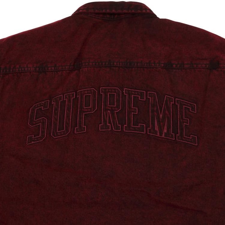 Supreme Faux Shearling Lined Work Shirt Red Denim