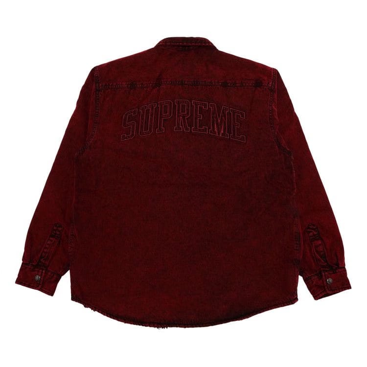 Supreme Faux Shearling Lined Work Shirt Red Denim