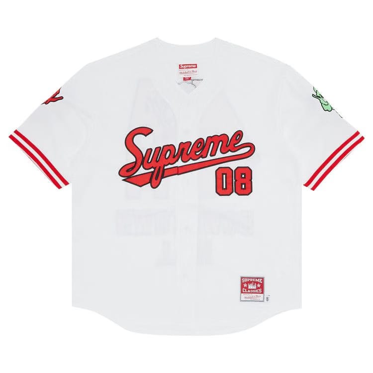 Supreme x Mitchell & Ness Downtown Hell Baseball Jersey White