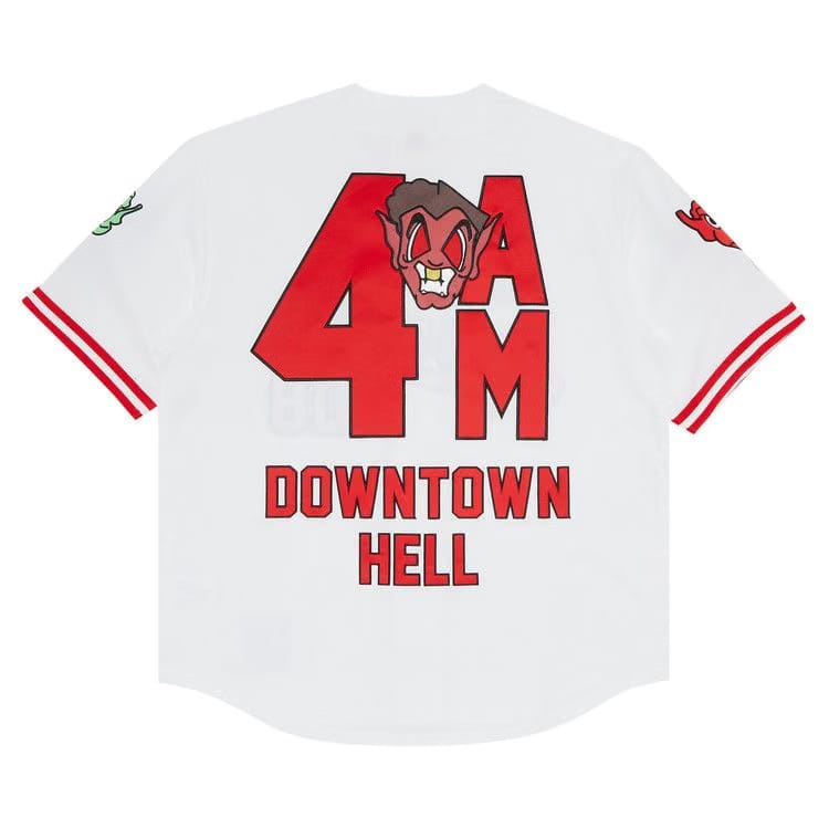 Supreme x Mitchell & Ness Downtown Hell Baseball Jersey White