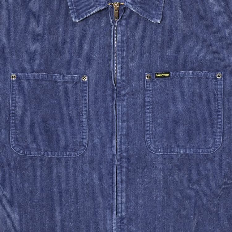 Supreme Washed Corduroy Zip Up Shirt Blue