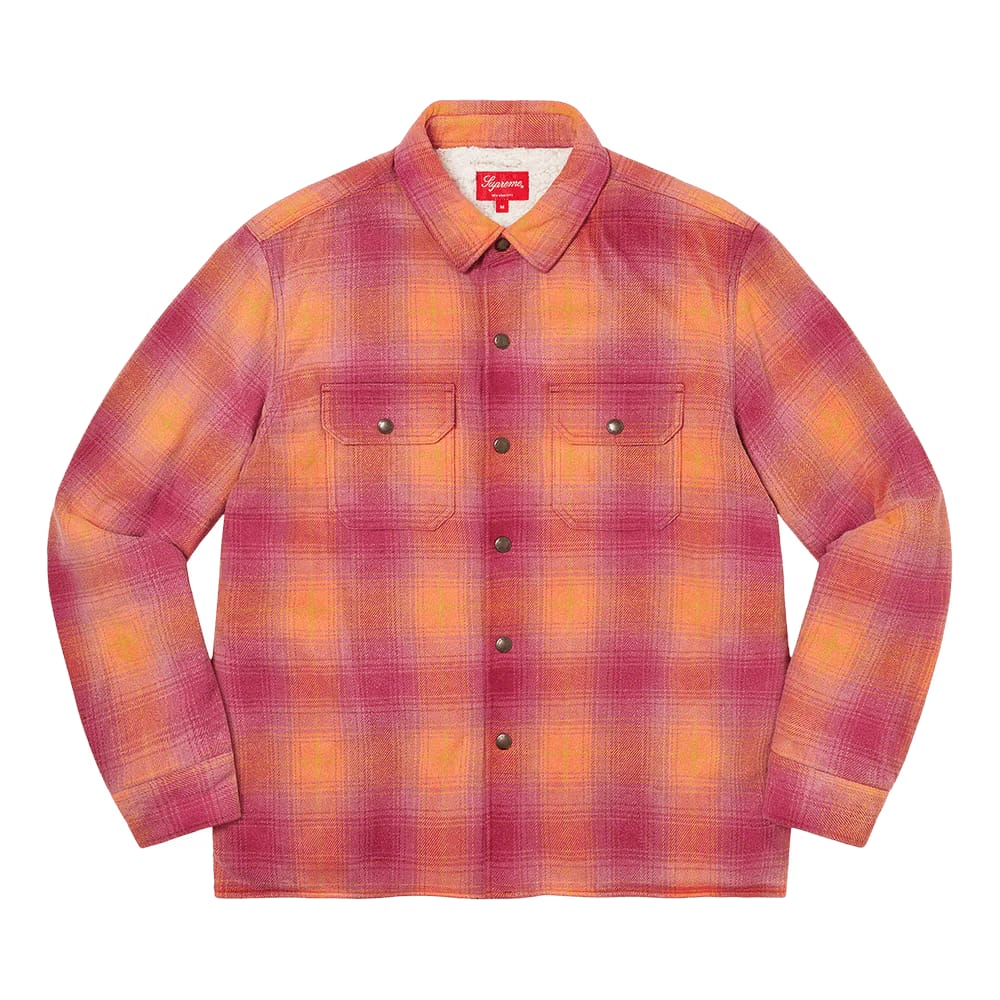 Supreme Shearling Lined Flannel Shirt Orange