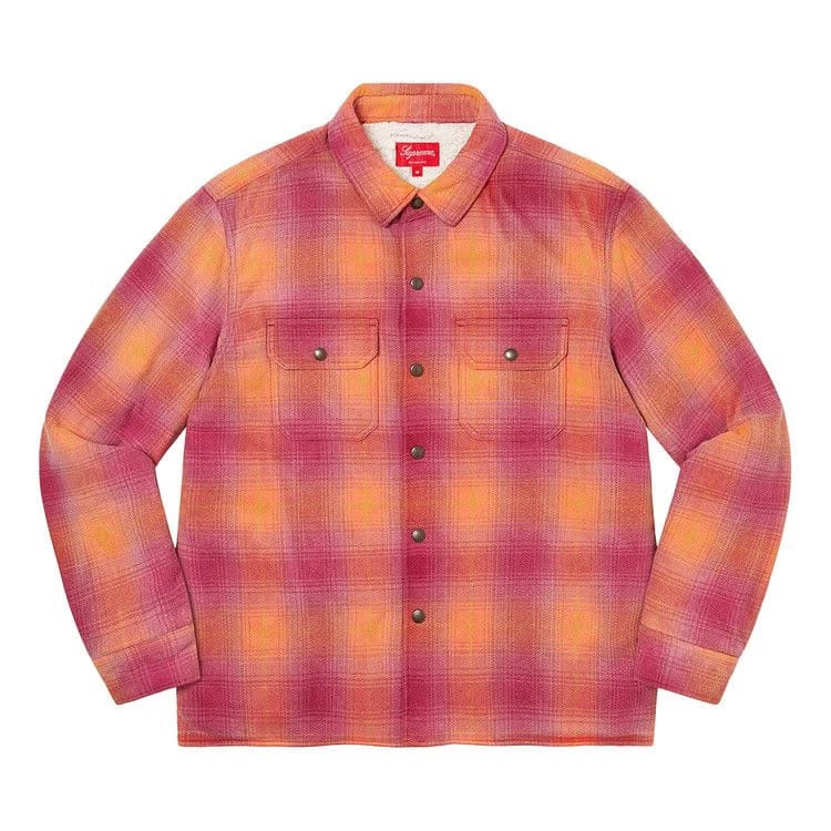 Supreme Shearling Lined Flannel Shirt Orange