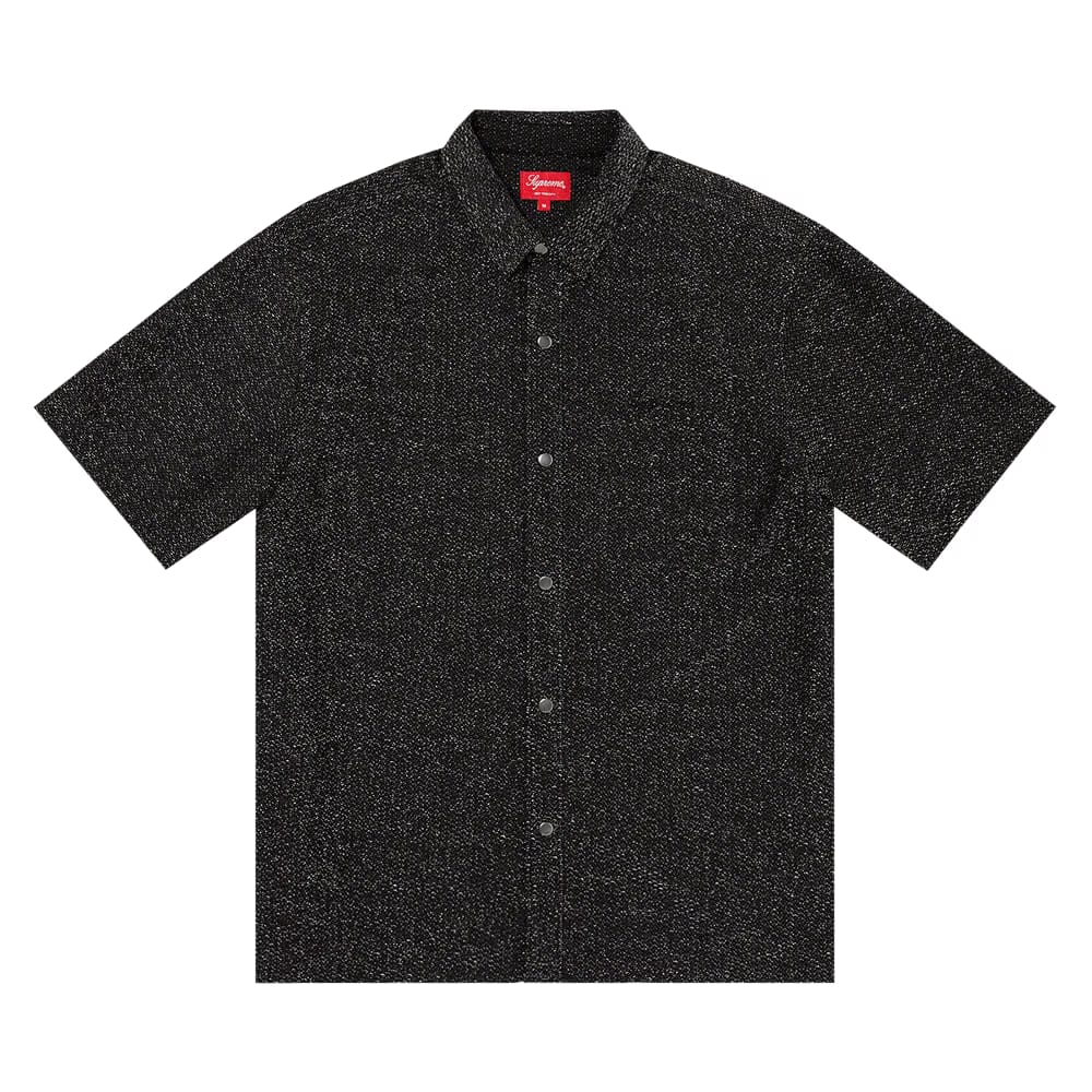 Supreme Lurex Shorts-Sleeve Shirt Black