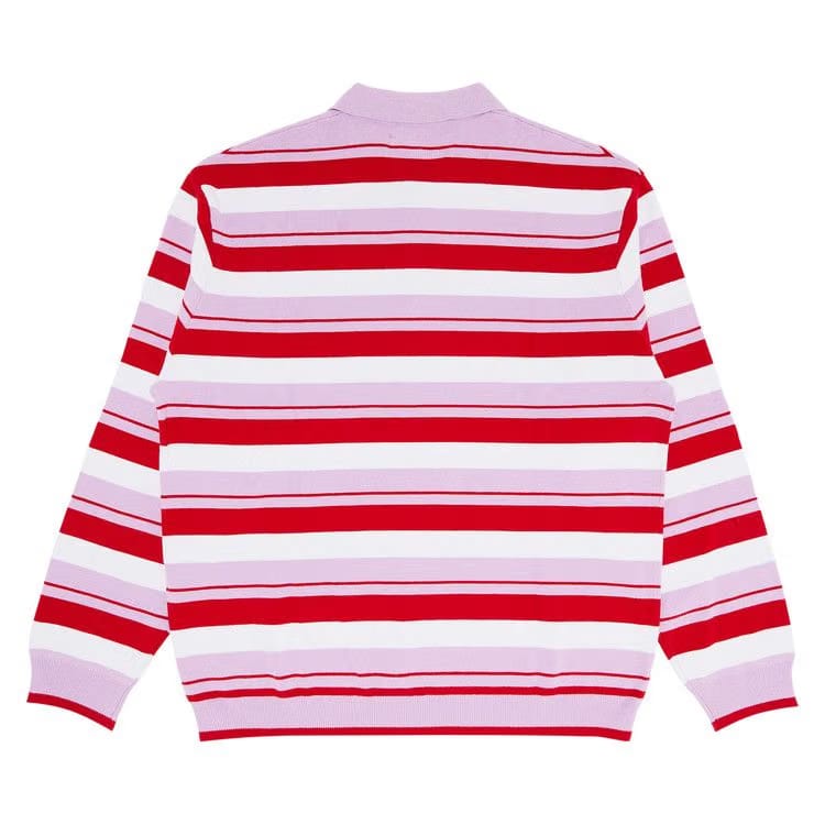 Supreme Stripe Zip Long-Sleeve Polo Light Purple
