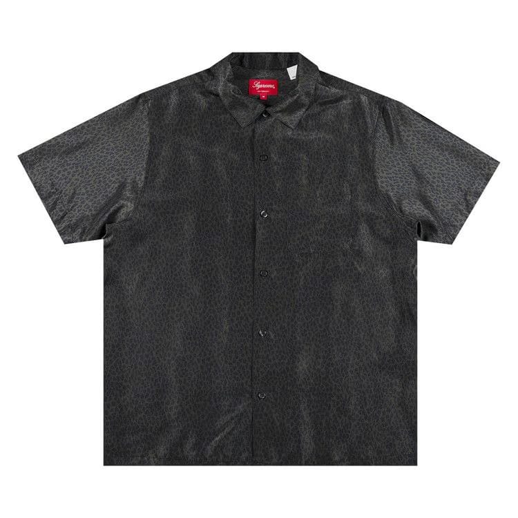 Supreme Leopard Silk Shorts-Sleeve Shirt Charcoal