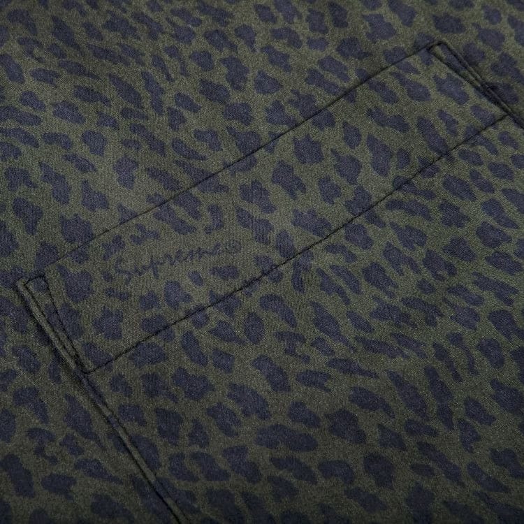 Supreme Leopard Silk Shorts-Sleeve Shirt Charcoal