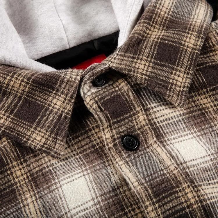 Supreme Hooded Flannel Zip Up Shirt Brown