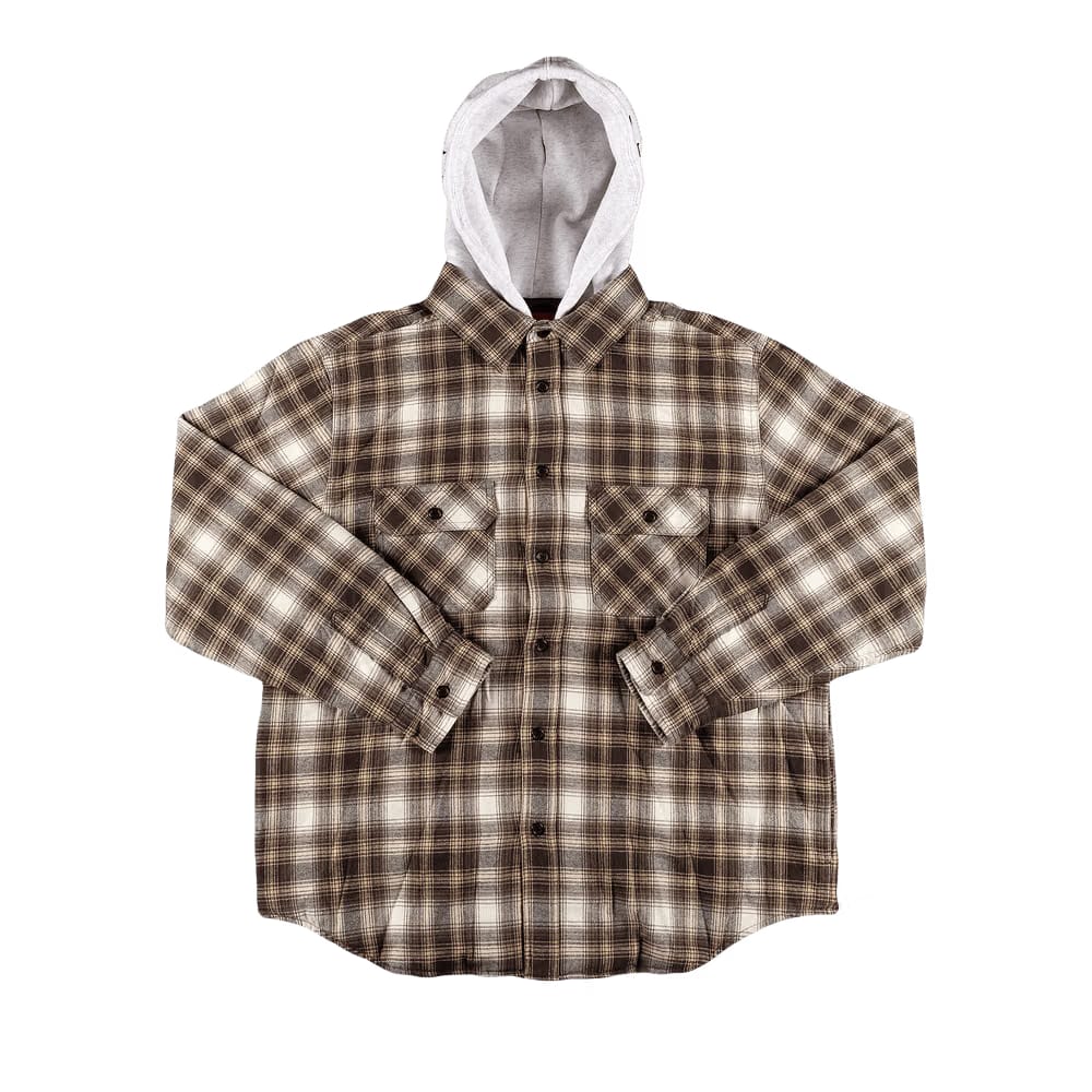 Supreme Hooded Flannel Zip Up Shirt Brown