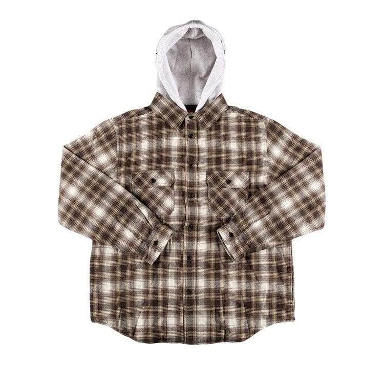 Supreme Hooded Flannel Zip Up Shirt Brown