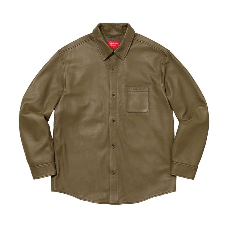 Supreme Leather Shirt Olive