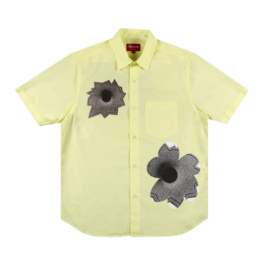 Supreme x Nate Lowman Shorts-Sleeve Shirt Pale Yellow