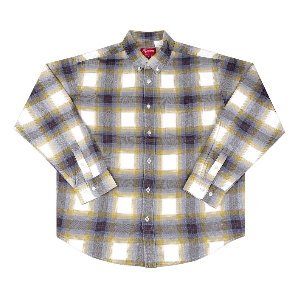 Supreme Brushed Plaid Flannel Shirt Natural