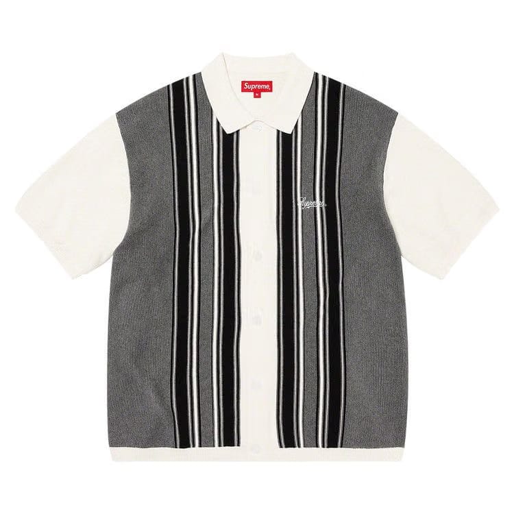 Supreme Stripe Button Up Polo White