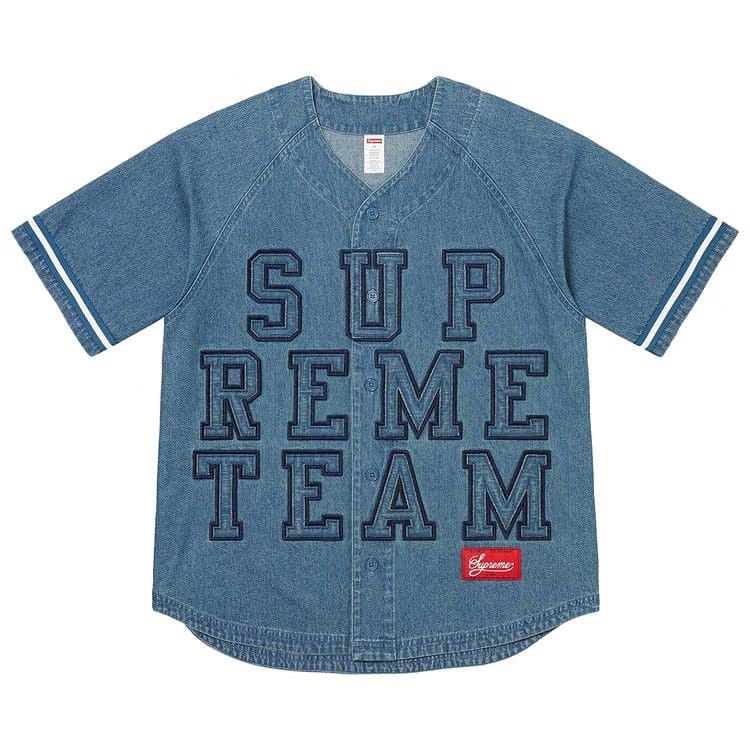 Supreme Denim Baseball Jersey Blue
