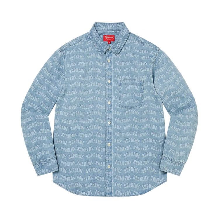 Supreme Arc Jacquard Denim Shirt Blue