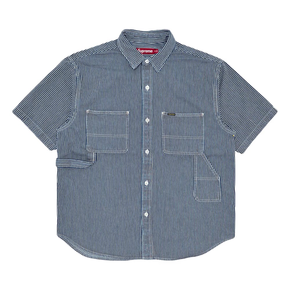 Supreme Loose Fit Shorts-Sleeve Denim Painter Shirt Stripe
