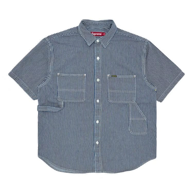 Supreme Loose Fit Shorts-Sleeve Denim Painter Shirt Stripe