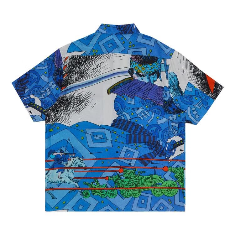 Supreme Ronin Silk Shorts-Sleeve Shirt Blue