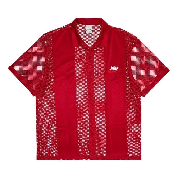 Supreme x Nike Mesh Shorts-Sleeve Shirt Red
