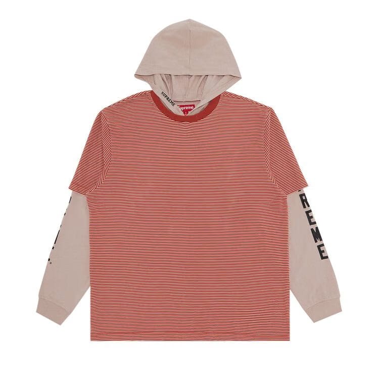 Supreme Layered Hooded Long-Sleeve Top Tan