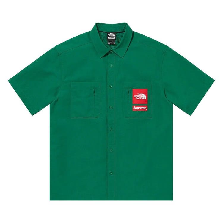 Supreme x The North Face Trekking Shorts-Sleeve Shirt Dark Green