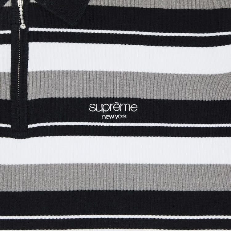 Supreme Stripe Zip Long-Sleeve Polo Black