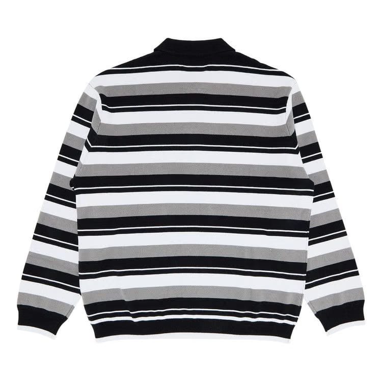Supreme Stripe Zip Long-Sleeve Polo Black