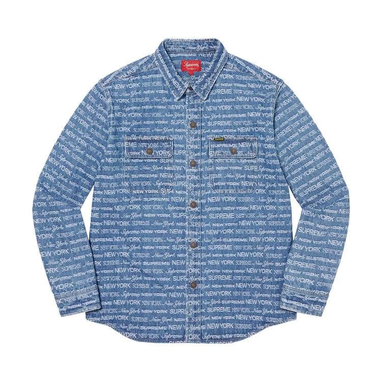 Supreme Multi Type Jacquard Denim Shirt Blue
