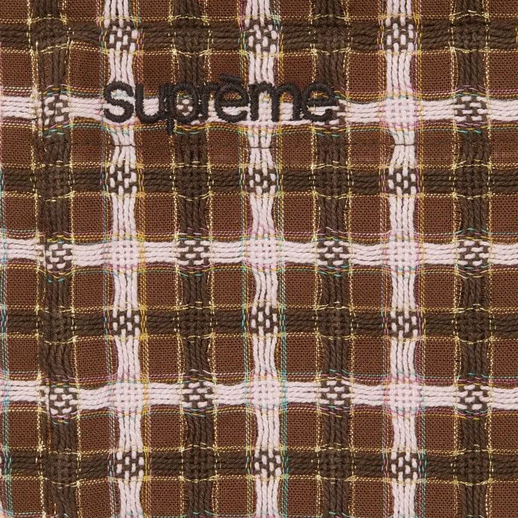 Supreme Metallic Plaid Zip Up Shirt Brown