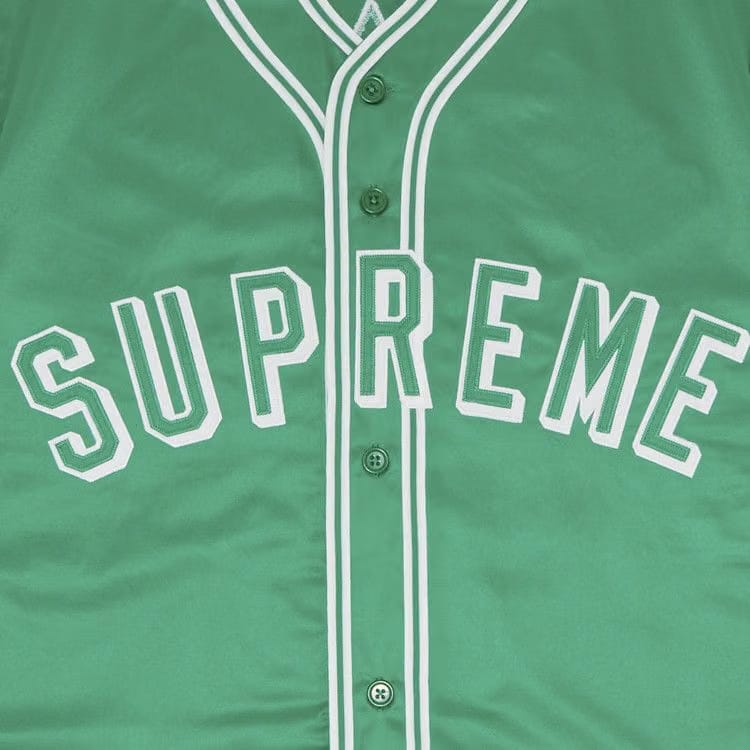 Supreme x Mitchell & Ness Satin Baseball Jersey Green