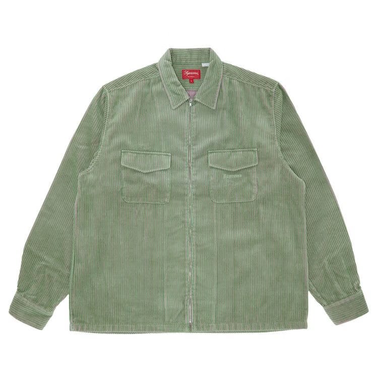 Supreme 2-Tone Corduroy Zip Up Shirt Green