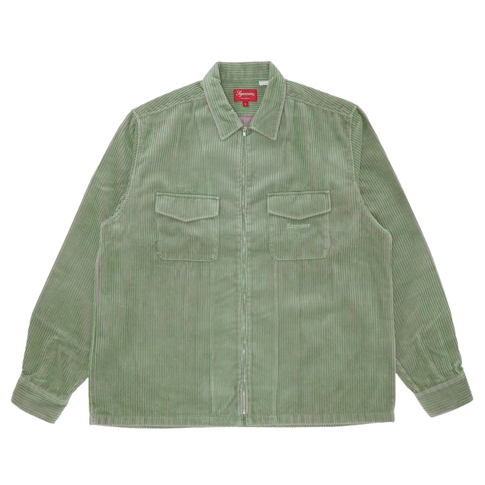 Supreme 2-Tone Corduroy Zip Up Shirt Green