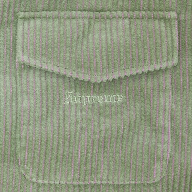 Supreme 2-Tone Corduroy Zip Up Shirt Green