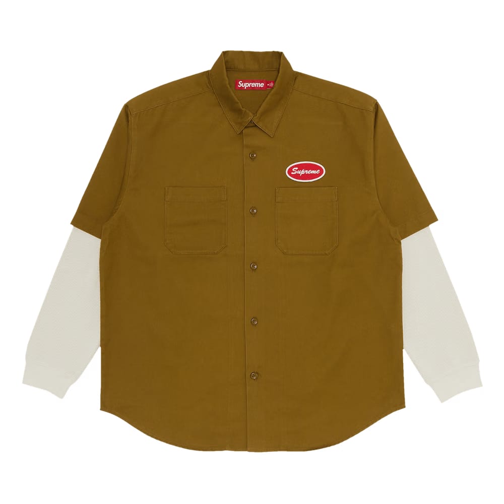 Supreme Thermal Sleeve Work Shirt Olive