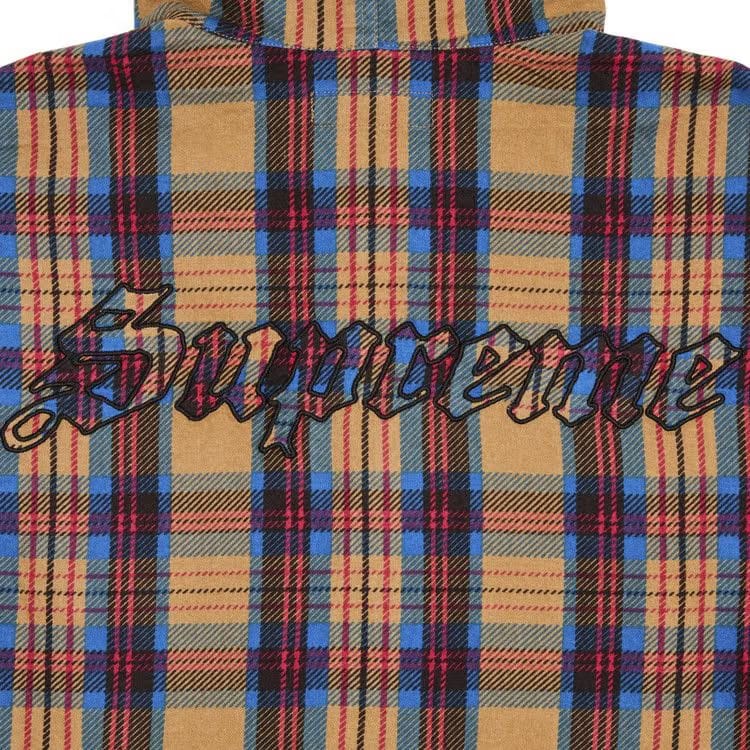 Supreme Printed Hooded Flannel Shirt Tan