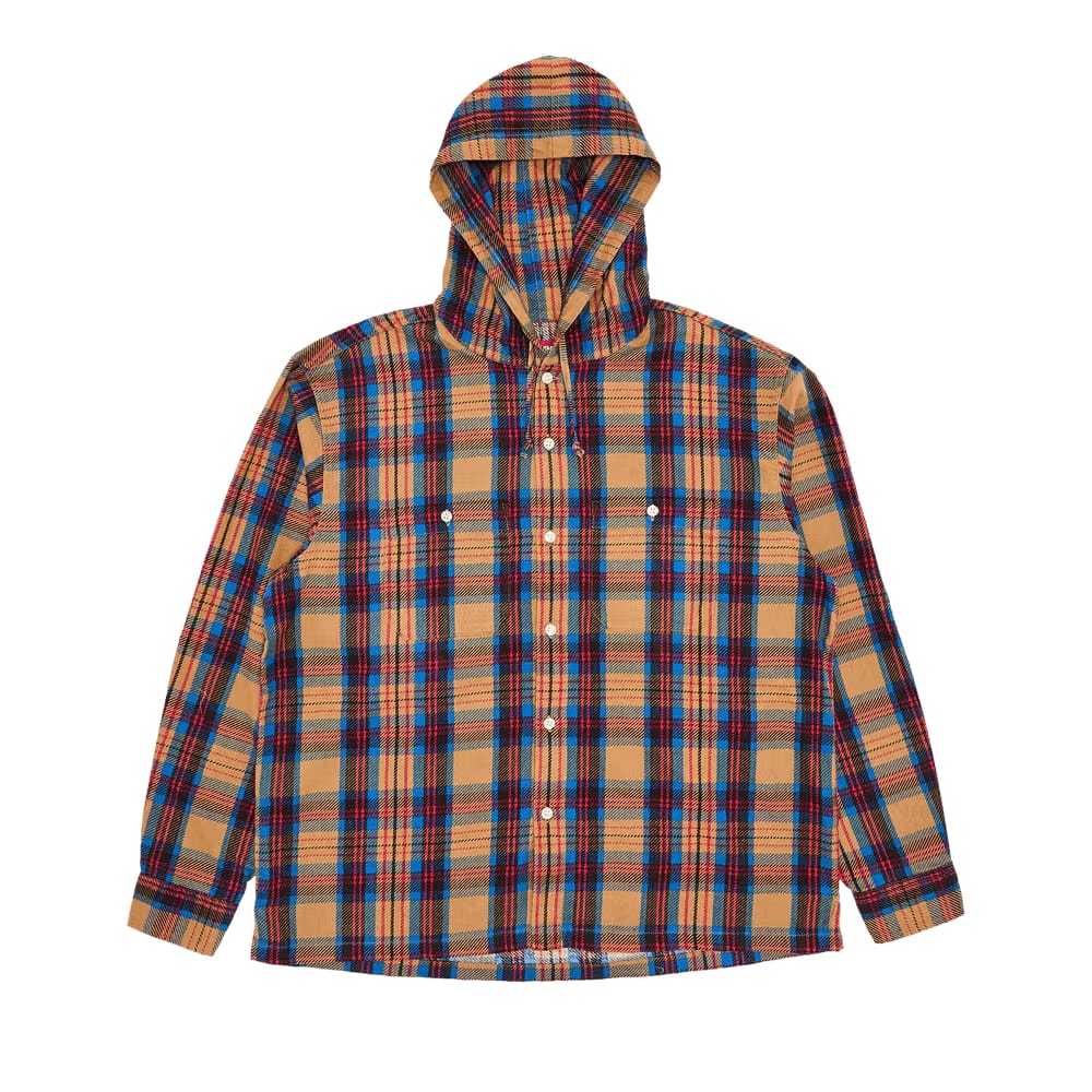 Supreme Printed Hooded Flannel Shirt Tan
