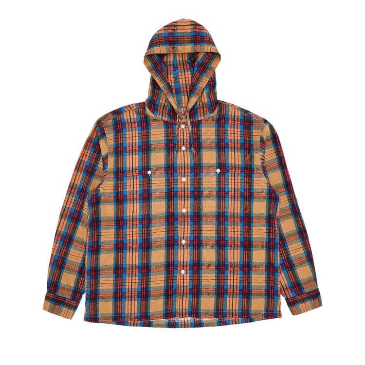 Supreme Printed Hooded Flannel Shirt Tan