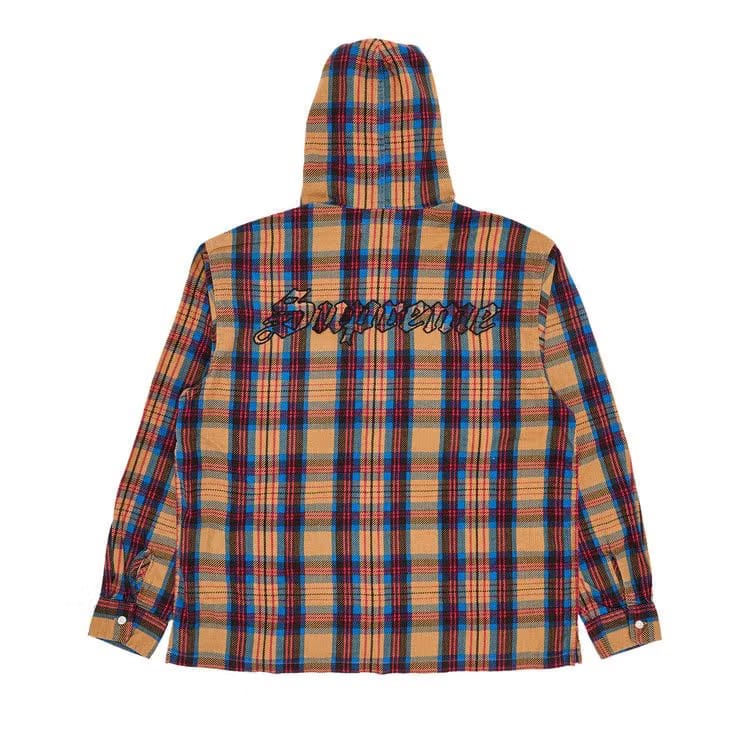 Supreme Printed Hooded Flannel Shirt Tan
