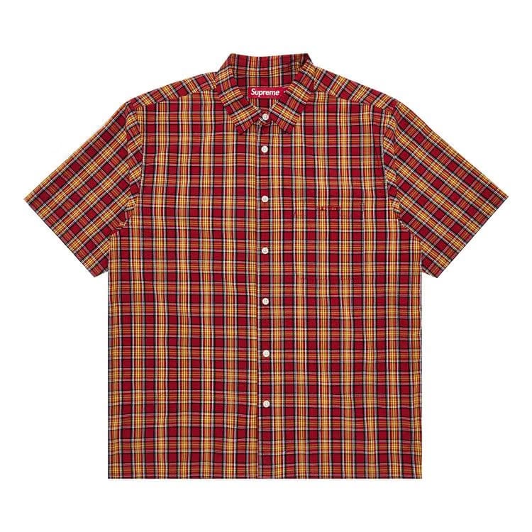 Supreme Mini Plaid Shorts-Sleeve Shirt Red