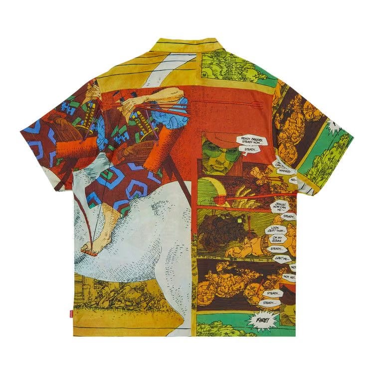 Supreme Ronin Silk Shorts-Sleeve Shirt Gold