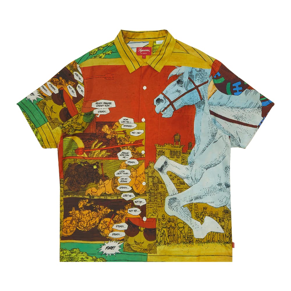 Supreme Ronin Silk Shorts-Sleeve Shirt Gold