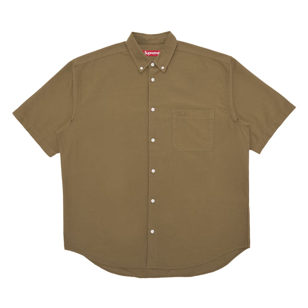 Supreme Loose Fit Shorts-Sleeve Oxford Shirt Olive