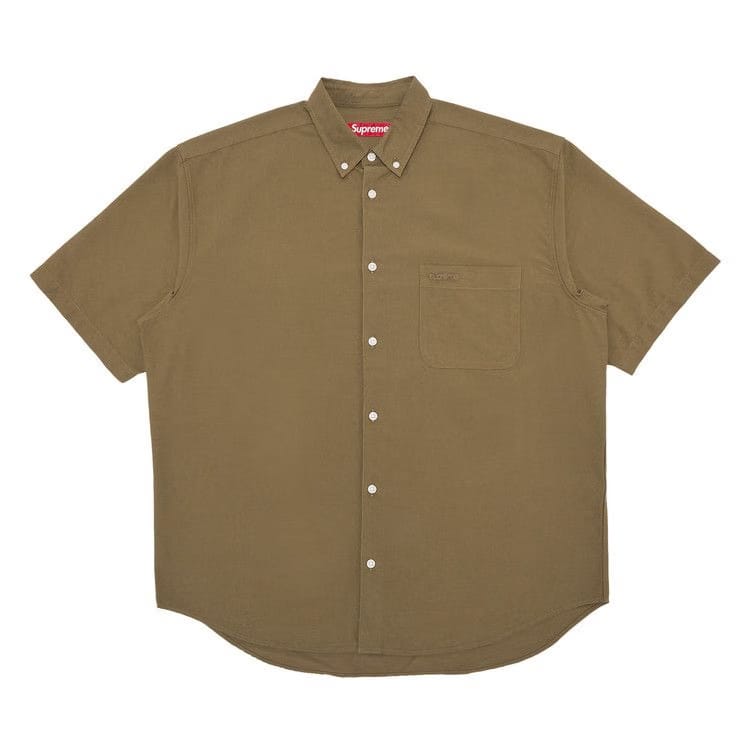 Supreme Loose Fit Shorts-Sleeve Oxford Shirt Olive