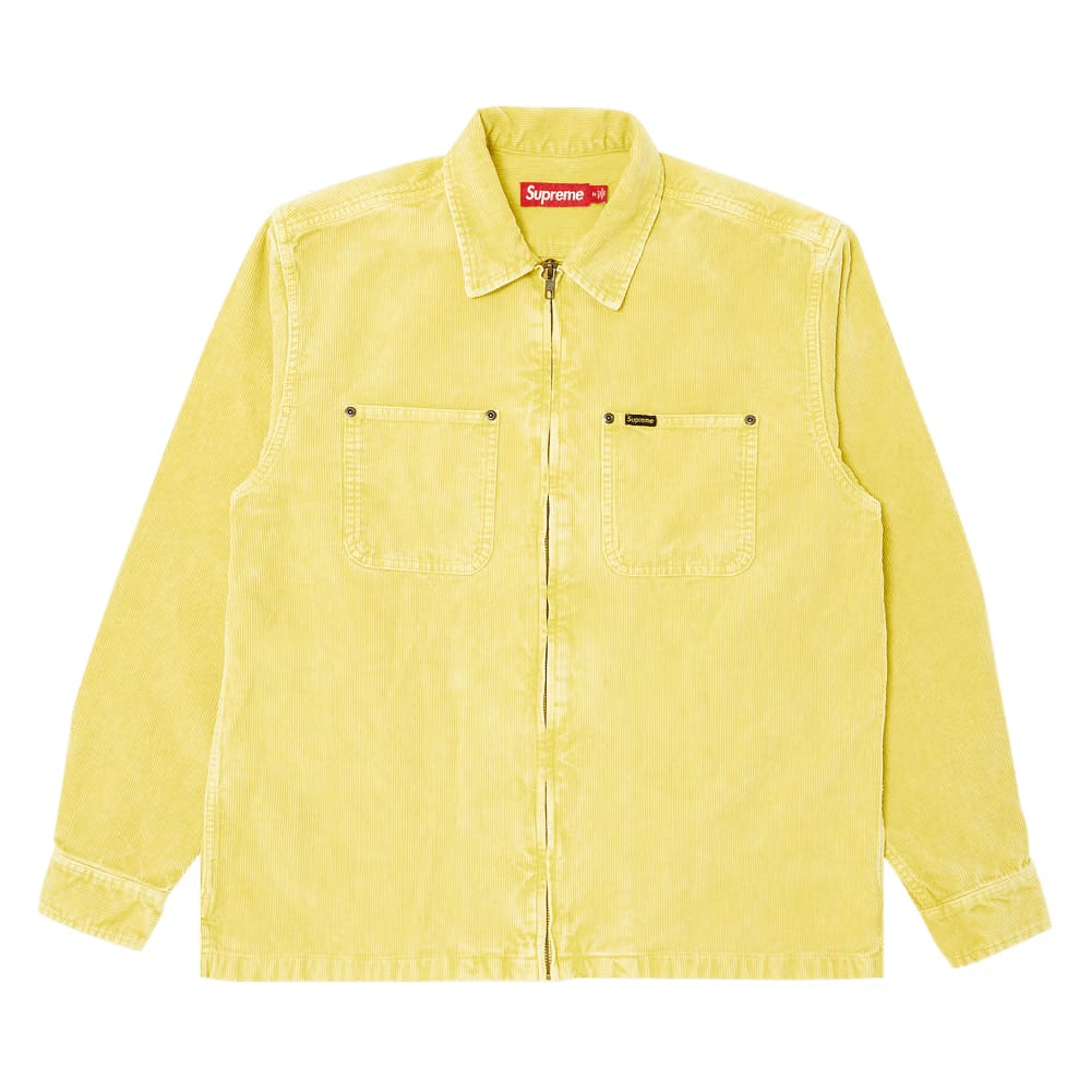 Supreme Washed Corduroy Zip Up Shirt Yellow