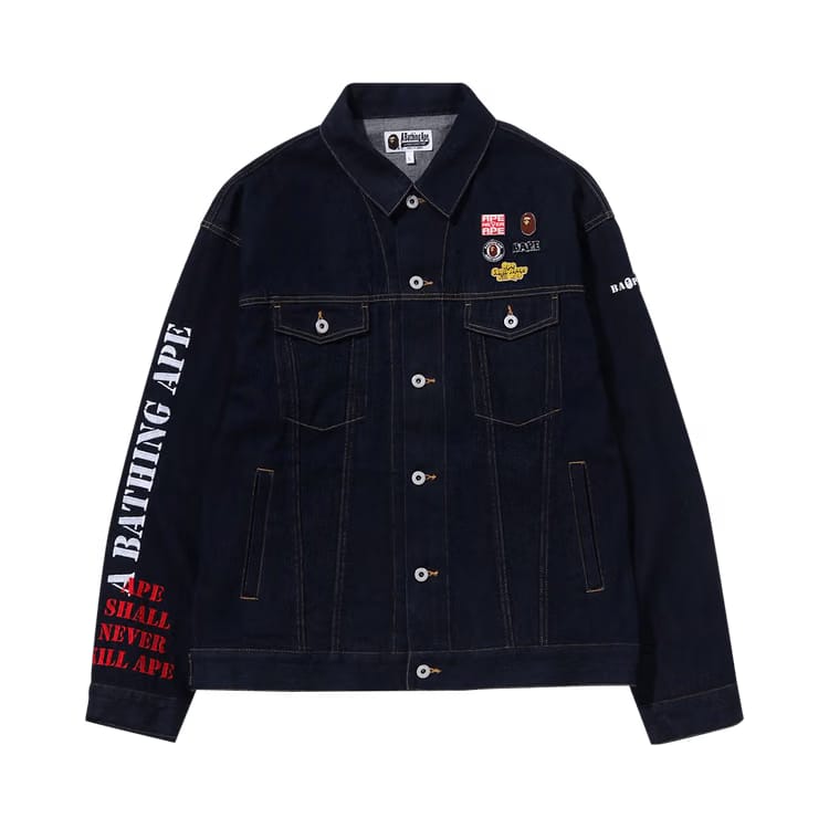 BAPE Multi Motif Loose Fit Denim Jacket Indigo