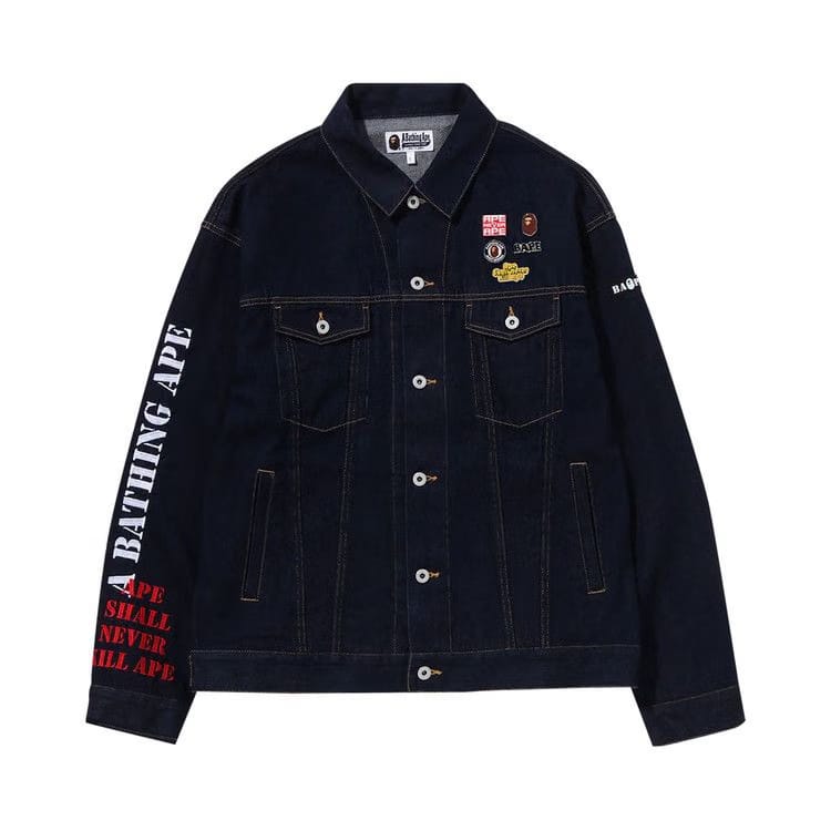 BAPE Multi Motif Loose Fit Denim Jacket Indigo