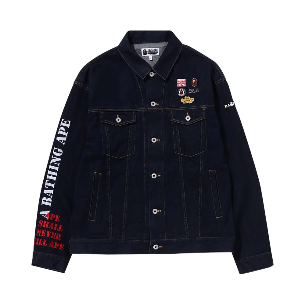BAPE Multi Motif Loose Fit Denim Jacket Indigo