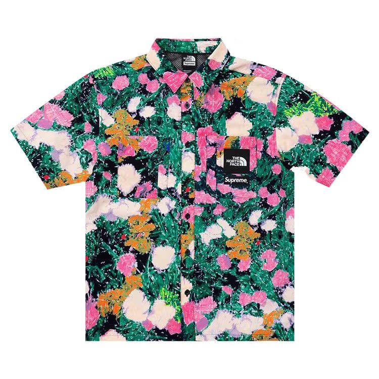 Supreme x The North Face Trekking Shorts-Sleeve Shirt Flowers